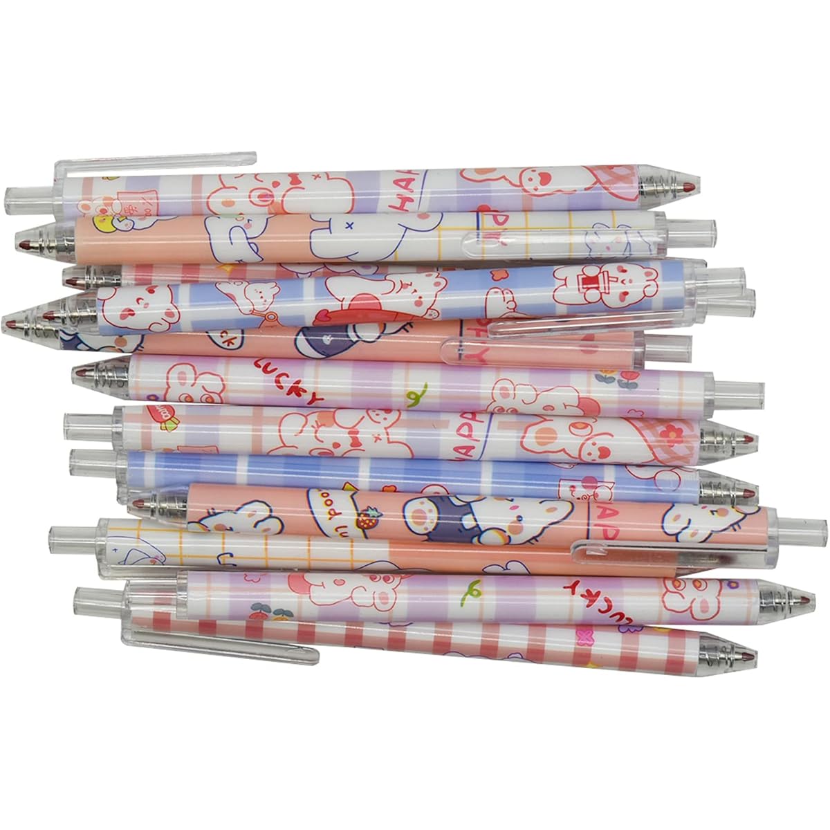 12pcs Rabbits Carrots Gel Pen Cute Cartoon Pens Retractable Printing Pen Black Ink for Students Office School Supply, Beadable Pens, Cute Pens Bulk, Multicolour Pen, Stationary Pens, Pens