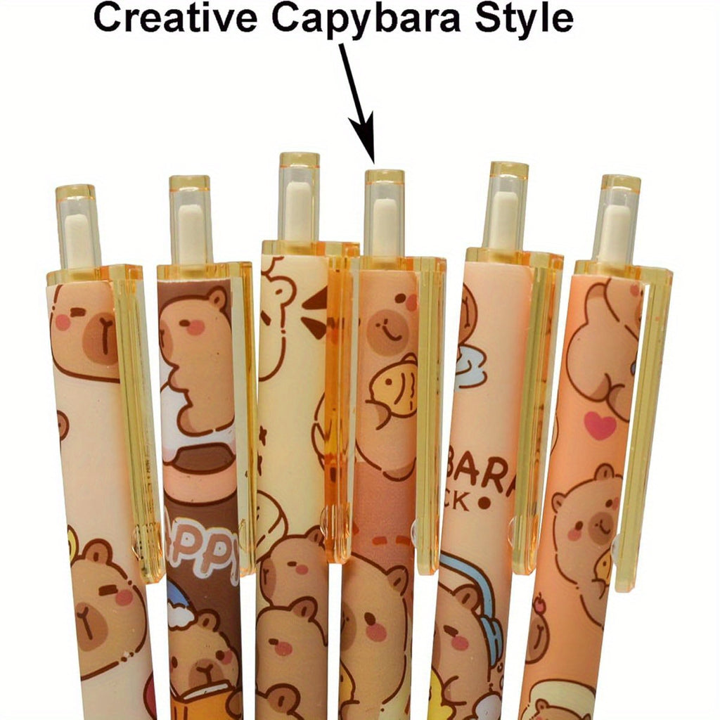 12pcs Capybara Rollerball Gel Pens Cartoon Animal Pen Retractable Priting Pens Novelty Pen Black Ink for School Party Office, Cute Gel Pens, Cute Pens for, Gel Pens Set, Colored Gel Pens, Pastel Gel Pens, Writing Tools, Student Essentials, Fun Design,
