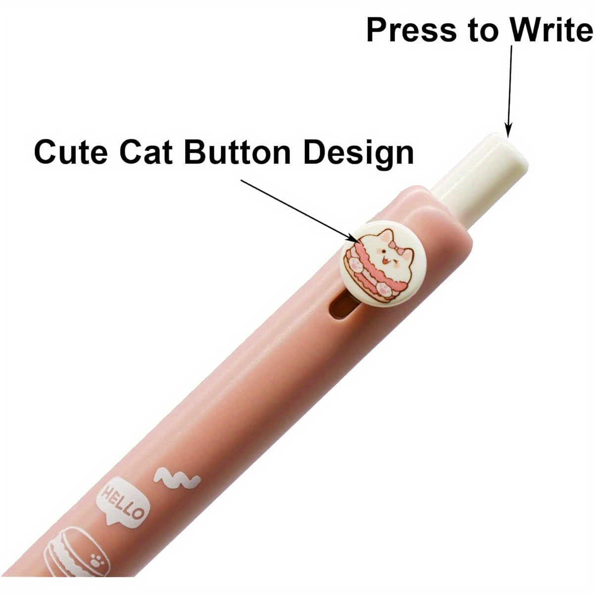 8pcs Cute Cat Pens with Retractable Gel Pens - Kawaii Kitten Design, Black Ink, Durable Plastic, Perfect for Cat Lovers, School, Office, and Party Favors, Cat Accessories, School Stationery, Playful Design, Smooth Writing