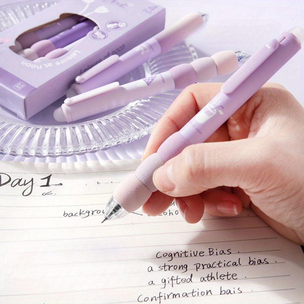 1 Set(4pcs) Cute Cartoon Erasable Gel Pens for Writing, Soft Grip Retractable 0.5mm Fine Point Erasable Gel Pen with Black/Blue Refill, Kawaii Stationery Office Supplies And Accessories, Cute Gel Pens, Fancy Pen, Needle Tip Pens, Cute Pens Bulk, School
