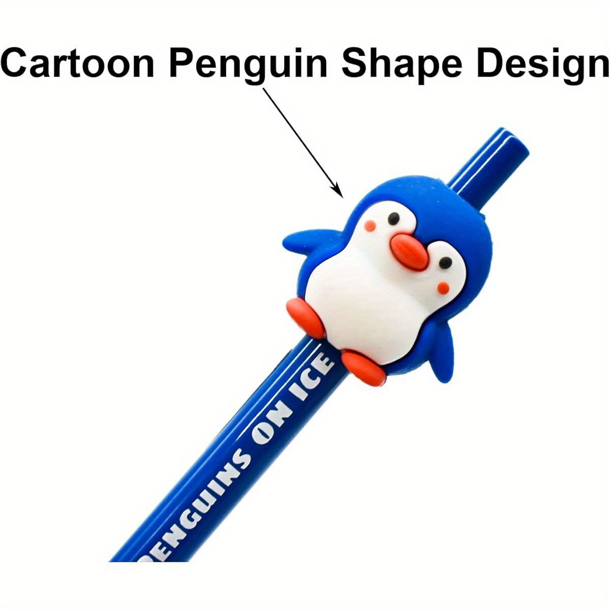 6pcs Retractable Pens with Cute Penguin Design - Black Ink, Durable Metal Construction, Perfect for Penguin Club, School, Office, and Party Favors, Penguin Gifts, School Stationery, Playful Design, Metallic Finish