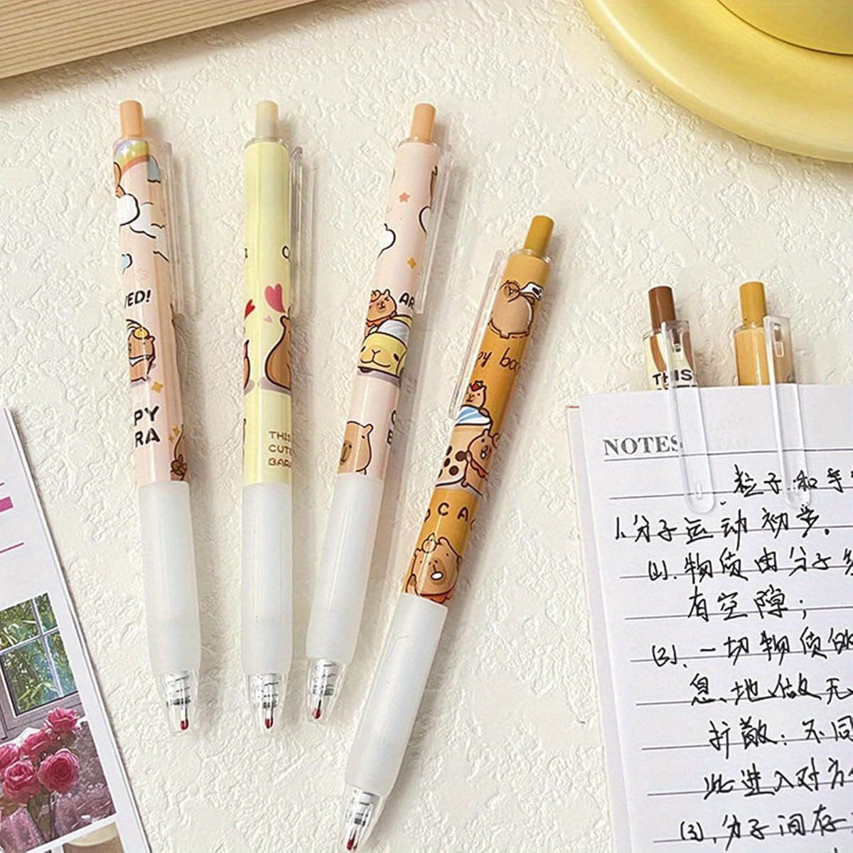 6pcs Capybala Retractable Cute Cartoon Capybara Pens 0. 5mm Black Ink Soft Grip Gel Ink Aesthetic Office School Supplies for Girls Boys Women Men, Cute Gel Pens, Fancy Pen, Needle Tip Pens, Cute Pens Bulk, School Pens, Ink Gel Pens, Notetaking Pens,