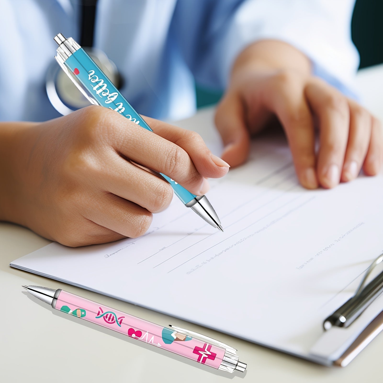 10pcs Nurse-Themed Retractable Ballpoint Pens Set, Cute Cartoon Design with Fun Medical Phrases, Colorful Medical Assistant Thank You Gift, Suitable for Office or Hospital Use, Work Nurse Accessories
