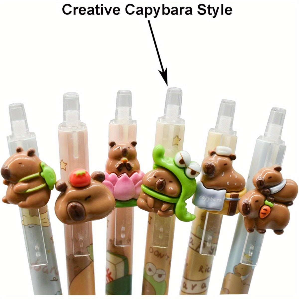 6pcs Capybara Rollerball Gel Pens Cartoon Animal Pen Retractable Priting Pens Novelty Pen Black Ink for School Party Office, Cute Gel Pens, Cute Pens for, Gel Pens Set, Colored Gel Pens, Pastel Gel Pens, Party Favors, Writing Tools, Playful Stationery,