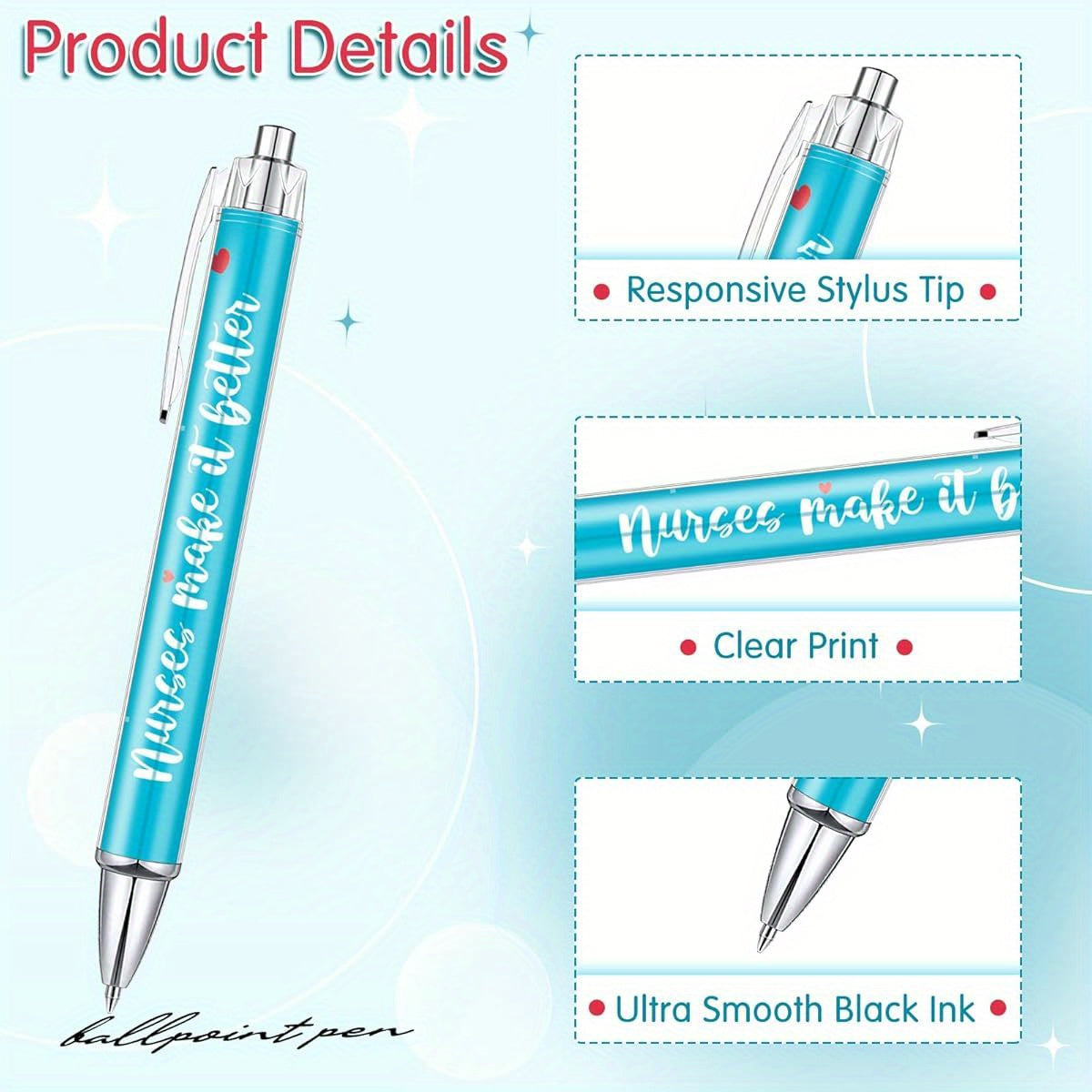 Nurse Ballpoint Pens Lovely Cartoon Cute Retractable Nursing Funny Ink for Medical Assistants Students Workers Office Appreciation Gifts ( 10pcs), Nurse Accessories, Nursing Pen, Student Stationery, Office Supplies, Playful Stationery, Cute Design,