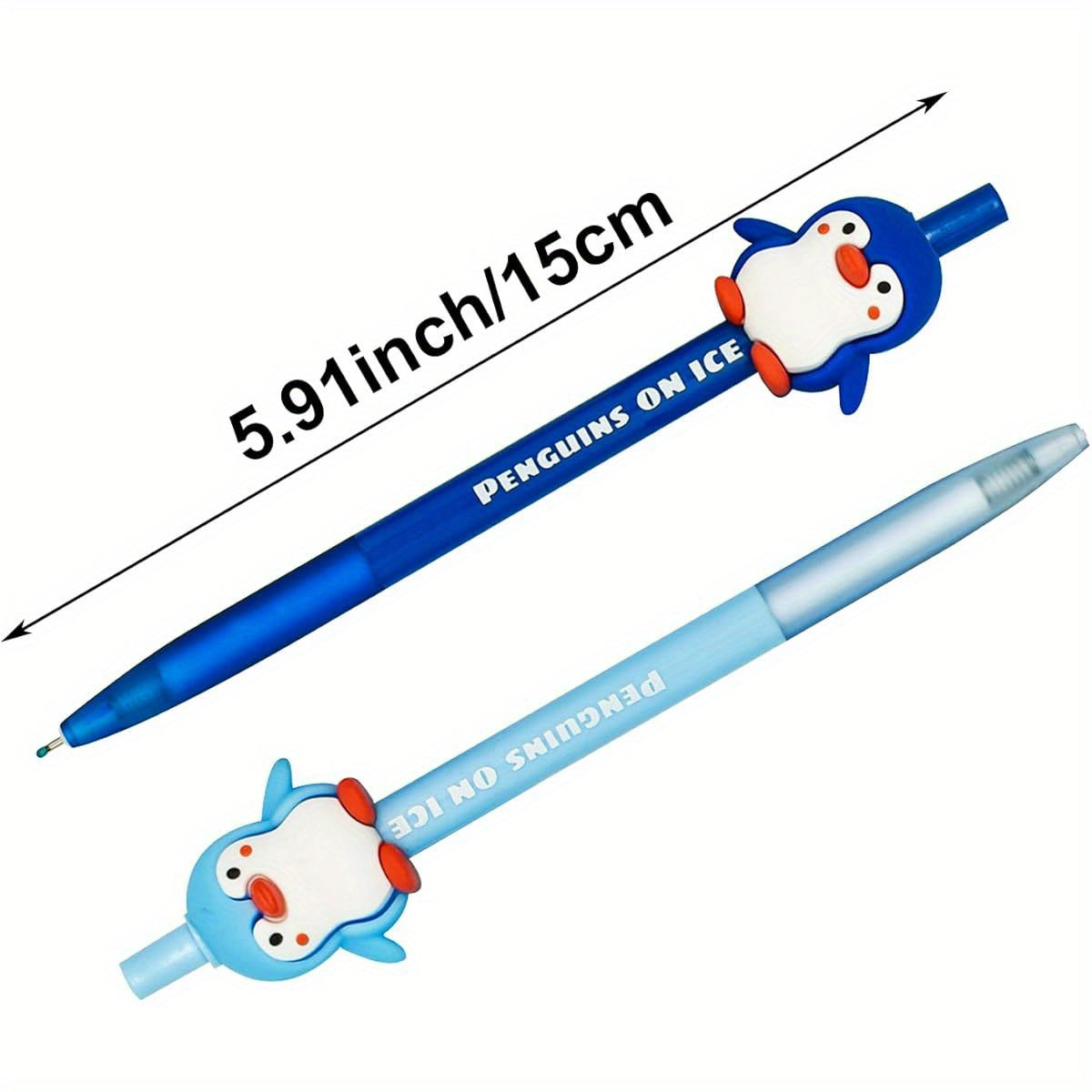 6pcs Retractable Pens with Cute Penguin Design - Black Ink, Durable Metal Construction, Perfect for Penguin Club, School, Office, and Party Favors, Penguin Gifts, School Stationery, Playful Design, Metallic Finish