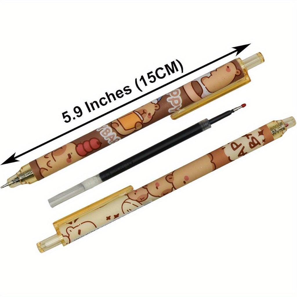 12pcs Capybara Rollerball Gel Pens Cartoon Animal Pen Retractable Priting Pens Novelty Pen Black Ink for School Party Office, Cute Gel Pens, Cute Pens for, Gel Pens Set, Colored Gel Pens, Pastel Gel Pens, Writing Tools, Student Essentials, Fun Design,