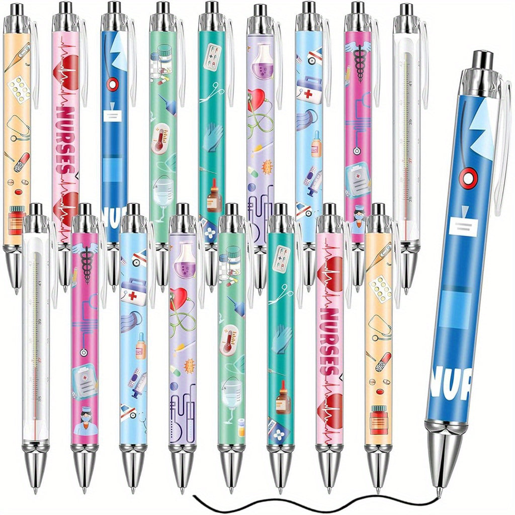 18pcs Nurse Ballpoint Pens Funny Retractable Cartoon Nursing Pens Black Ink Cute Ballpoint for Medical Assistants Nurse Students Appreciation Gifts, Nurse Accessories, Student Essentials, Nurse Gifts, Cute Design, Fun Stationery, Fine Tip, Retractable