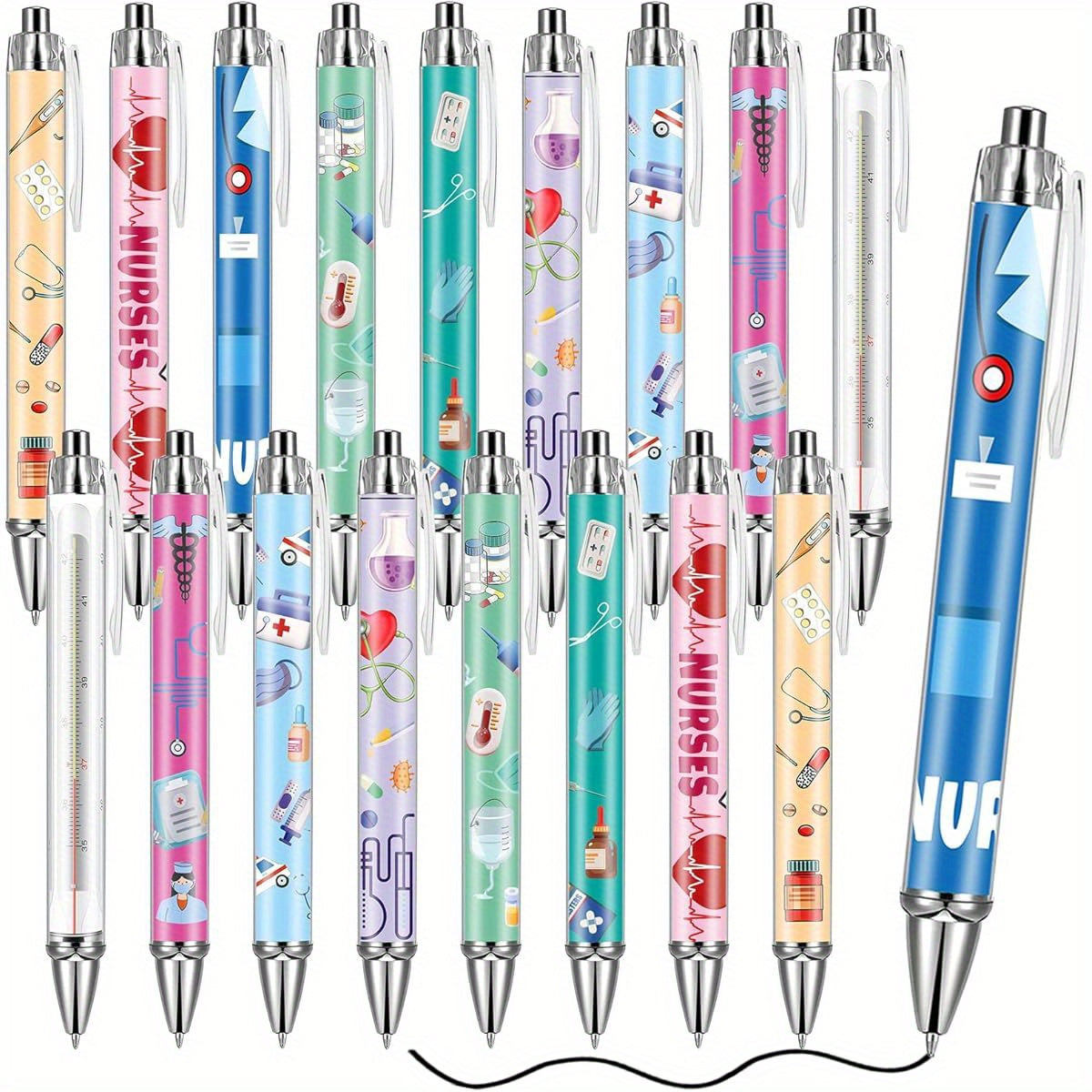 18pcs Nurse Ballpoint Pens Funny Retractable Cartoon Nursing Pens Black Ink Cute Ballpoint for Medical Assistants Nurse Students Appreciation Gifts, Nurse Accessories, Student Essentials, Nurse Gifts, Cute Design, Fun Stationery, Fine Tip, Retractable
