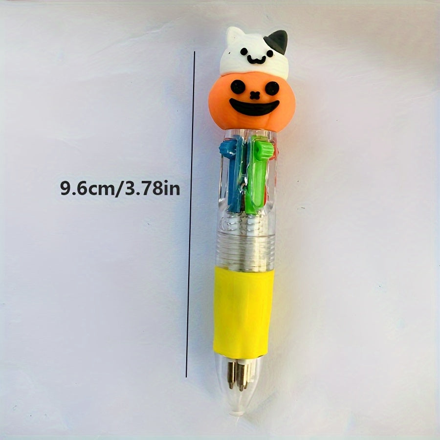 24 Creative Four-Color Halloween Themed Mini Pens Showcasing Eerie Character Tops, Mixed with Four Colors (Green, Blue, Pink, Red), Perfect for Party Gifts, Gifts, And Office Supplies., Party Favors, Office Stationery, Fun Accessories, Playful Style,