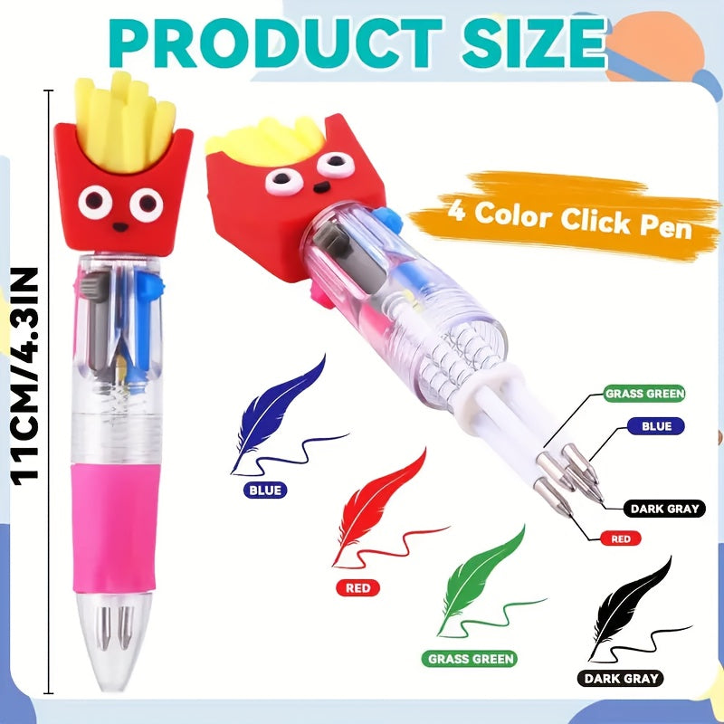 10pcs set of adorable retractable ballpoint pens, featuring ergonomic round barrel design, medium tip, PVC material, stick-style structure, and various cute patterns. Suitable for school and office supplies