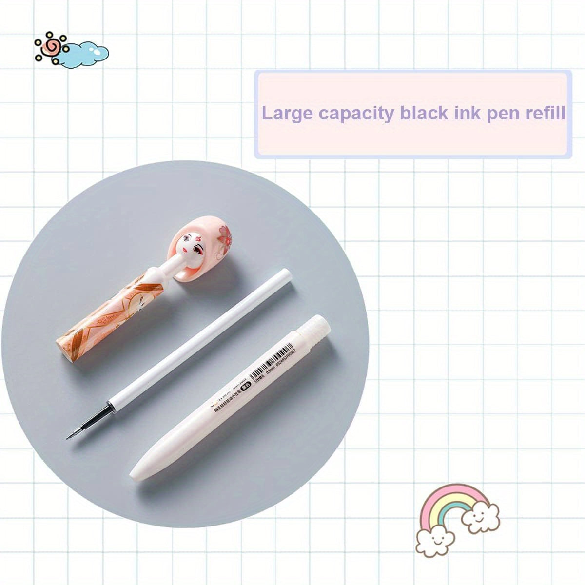 8pcs Cute Chinese Doll Gel Pens - Retractable Retro Hanfu Print Pens with Floral Design, Vibrant Colors, Durable Metal Clips & Ergonomic Grip for Students, Teachers, Coworkers - Perfect Gift for Women, Birthdays, Desk Decor, Cute Pens, Teacher Stationery,