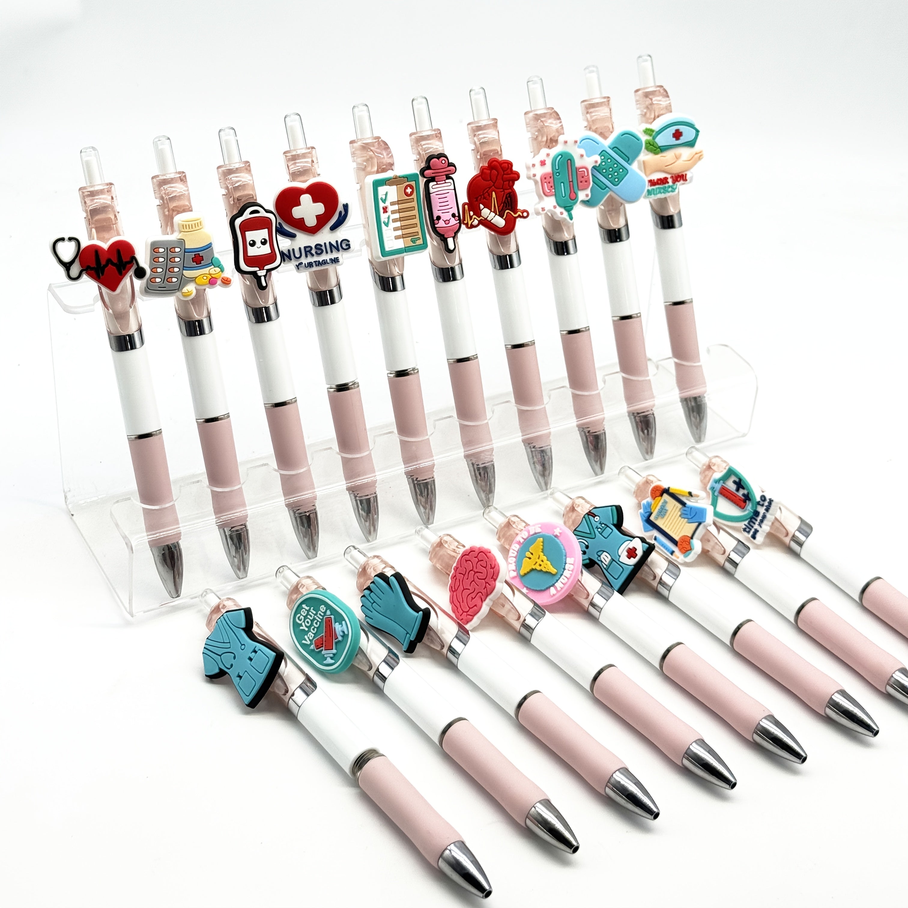 15/25pcs Cartoon Medical Design DIY High-Quality Stylus Ballpoint Pen, Retractable Gel Pen for Back-to-School Season - Perfect for Students and Teachers, Random Colors, Suitable for 30 Occasions & Festivals