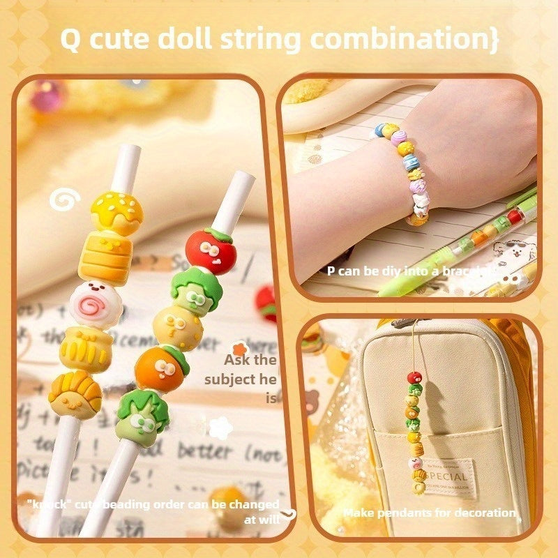 Chuanle Cute Cartoon Character Retractable Gel Pen with Eraser - Quick-Drying Brush Tip, Vibrant Colors & Smooth Writing, Medium Tip Ballpoint Pen for School, Office, DIY, Birthday Gifts, Playful Design with Heart & Star Patterns, No Feathering, Durable &