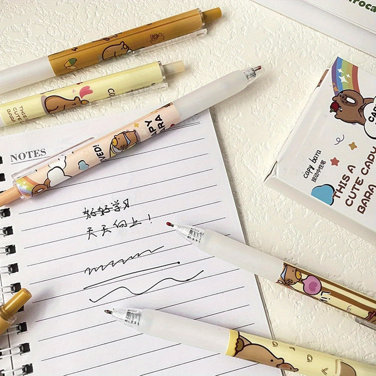 6pcs Capybala Retractable Cute Cartoon Capybara Pens 0. 5mm Black Ink Soft Grip Gel Ink Aesthetic Office School Supplies for Girls Boys Women Men, Cute Gel Pens, Fancy Pen, Needle Tip Pens, Cute Pens Bulk, School Pens, Ink Gel Pens, Notetaking Pens,