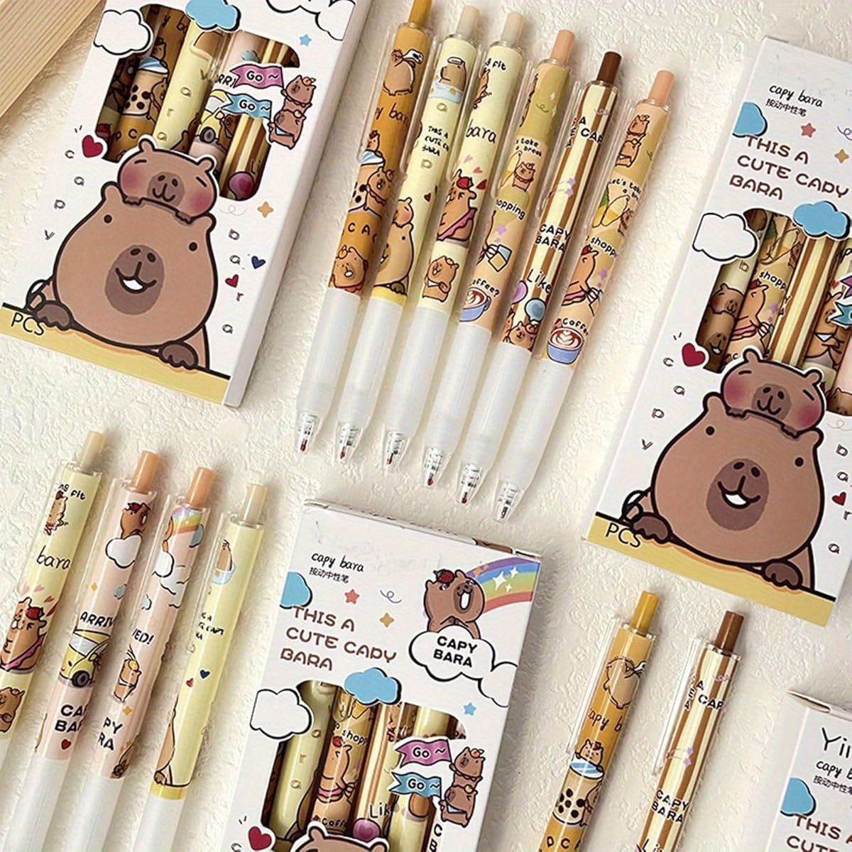 6pcs Capybala Retractable Cute Cartoon Capybara Pens 0. 5mm Black Ink Soft Grip Gel Ink Aesthetic Office School Supplies for Girls Boys Women Men, Cute Gel Pens, Fancy Pen, Needle Tip Pens, Cute Pens Bulk, School Pens, Ink Gel Pens, Notetaking Pens,