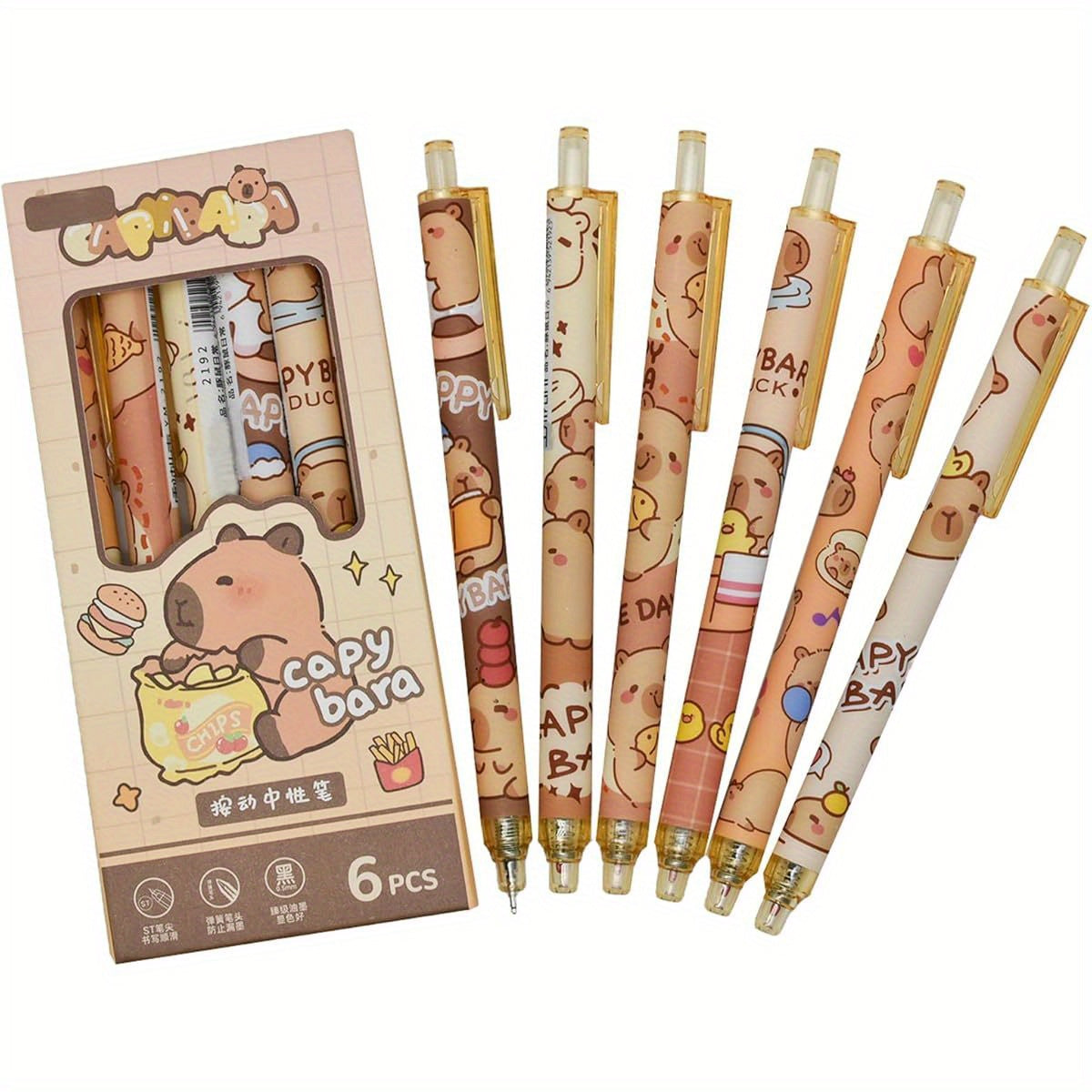12pcs Capybara Rollerball Gel Pens Cartoon Animal Pen Retractable Priting Pens Novelty Pen Black Ink for School Party Office, Cute Gel Pens, Cute Pens for, Gel Pens Set, Colored Gel Pens, Pastel Gel Pens, Writing Tools, Student Essentials, Fun Design,