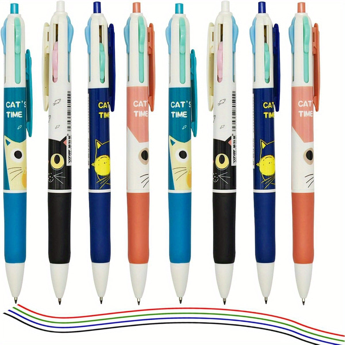 12pcs Novelty Multicolor Ballpoint Pens 4 in1 Colored Cat Pens Kitten Multicolored Pens 4 Colors Retractable Pens Novelty Animal Pens for School Office Home Bithday Christmas, Novelty Pens, Multicolor Pen In One, Pens, Pens for Writing, Pens, Holiday