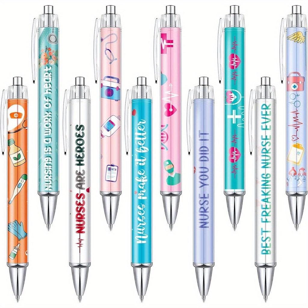 Nurse Ballpoint Pens Lovely Cartoon Cute Retractable Nursing Funny Ink for Medical Assistants Students Workers Office Appreciation Gifts ( 10pcs), Nurse Accessories, Nursing Pen, Student Stationery, Office Supplies, Playful Stationery, Cute Design,