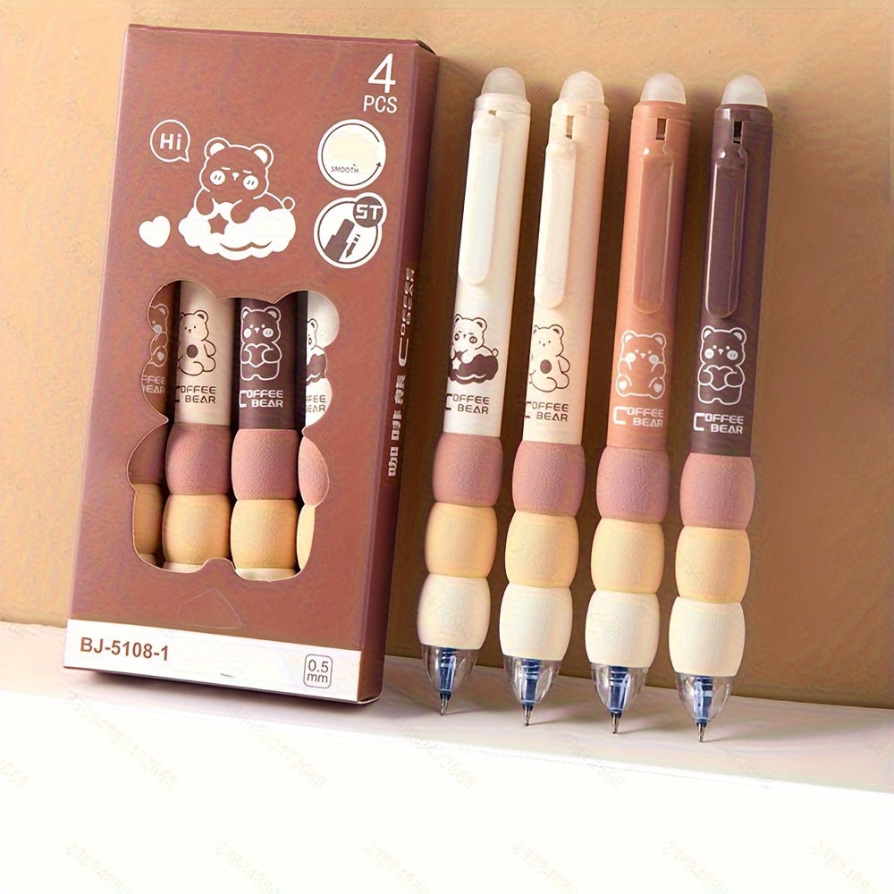 1 Set(4pcs) Cute Cartoon Erasable Gel Pens for Writing, Soft Grip Retractable 0.5mm Fine Point Erasable Gel Pen with Black/Blue Refill, Kawaii Stationery Office Supplies And Accessories, Cute Gel Pens, Fancy Pen, Needle Tip Pens, Cute Pens Bulk, School