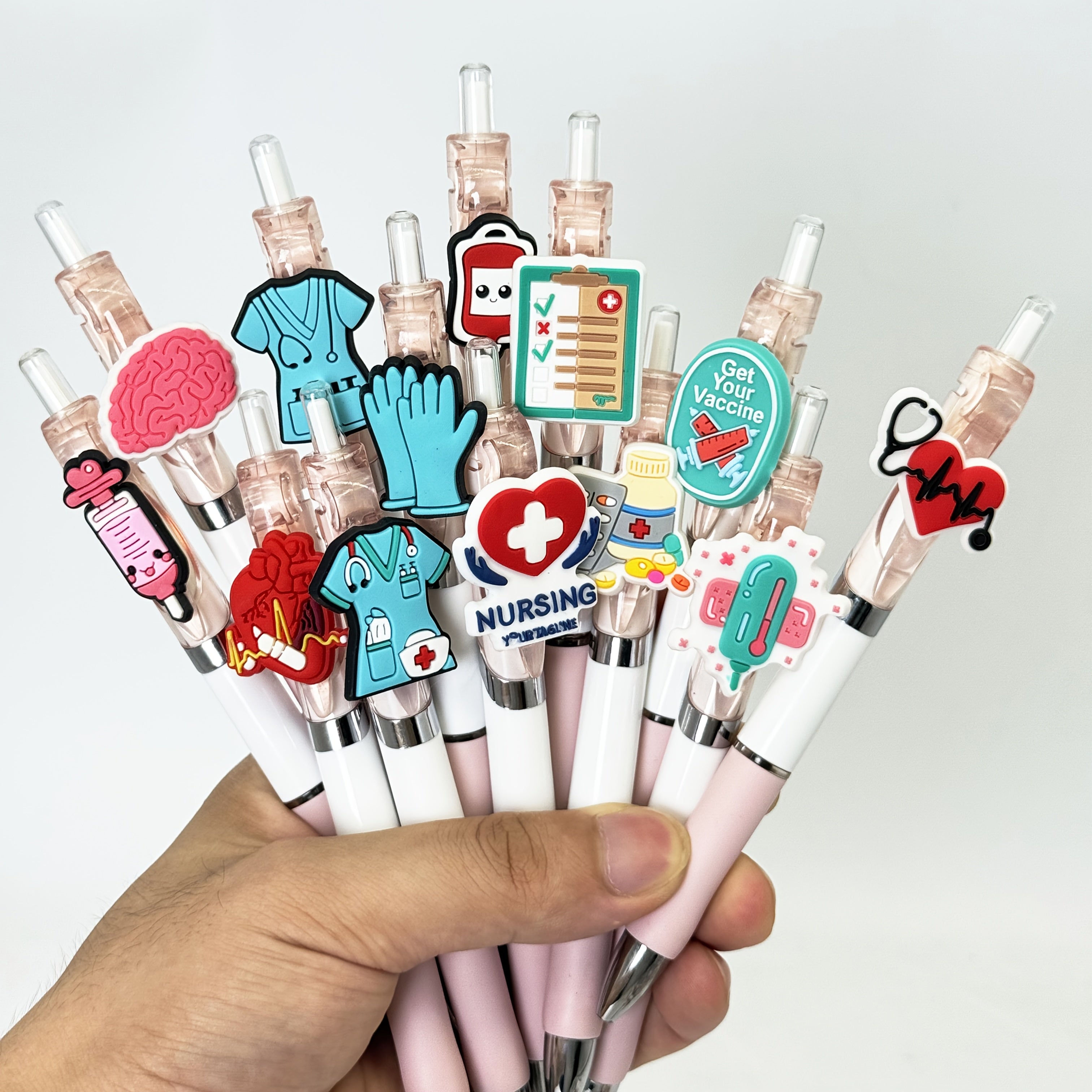 15/25pcs Cartoon Medical Design DIY High-Quality Stylus Ballpoint Pen, Retractable Gel Pen for Back-to-School Season - Perfect for Students and Teachers, Random Colors, Suitable for 30 Occasions & Festivals