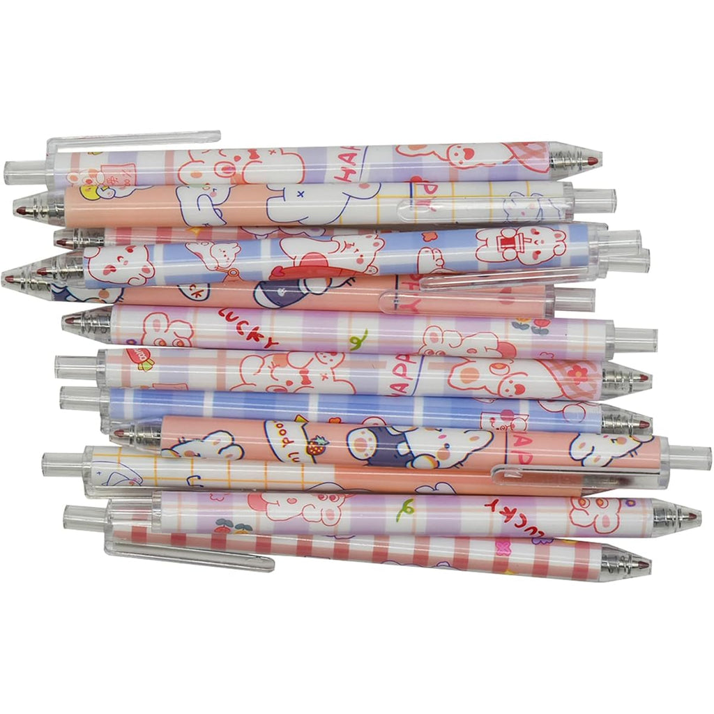 12pcs Rabbits Carrots Gel Pen Cute Cartoon Pens Retractable Printing Pen Black Ink for Students Office School Supply, Beadable Pens, Cute Pens Bulk, Multicolour Pen, Stationary Pens, Pens