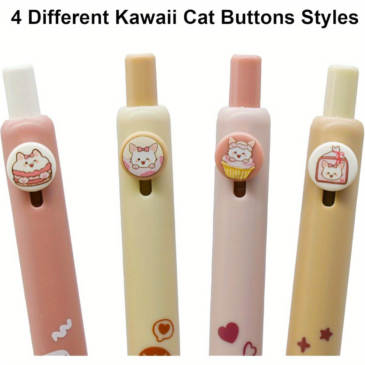 8pcs Cute Cat Pens with Retractable Gel Pens - Kawaii Kitten Design, Black Ink, Durable Plastic, Perfect for Cat Lovers, School, Office, and Party Favors, Cat Accessories, School Stationery, Playful Design, Smooth Writing