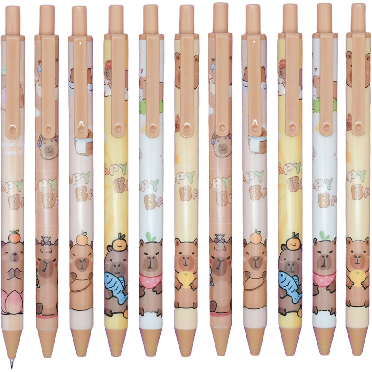 12pcs Retractable Capybara Rollerball Gel Pens Novelty Cartoon Animal Pen Black Ink for School Party Office, Cute Gel Pens, Fancy Pen, Needle Tip Pens, School Pens, Cute Pens Bulk, Office Stationery, School Supplies, Novelty Design, Fun Stationery,