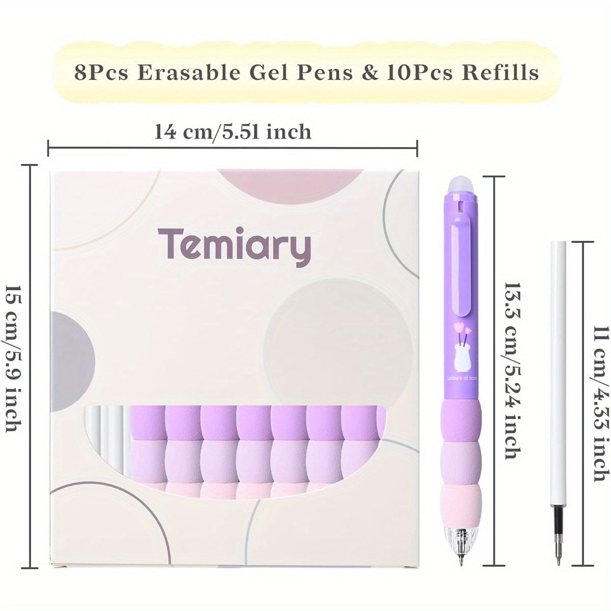 18pcs Aesthetic Retractable Erasable Gel Pens, Make Mistakes Disappear, 8 Pens & 10 Refills, Cartoon Smooth Writing Pen, 0. 5mm Black & Blue Ink Pen, Office School Supplies. ( Purple Theme, Pens Set, Fancy Pens for Women, Colored Gel Pens, Cute Pens for,