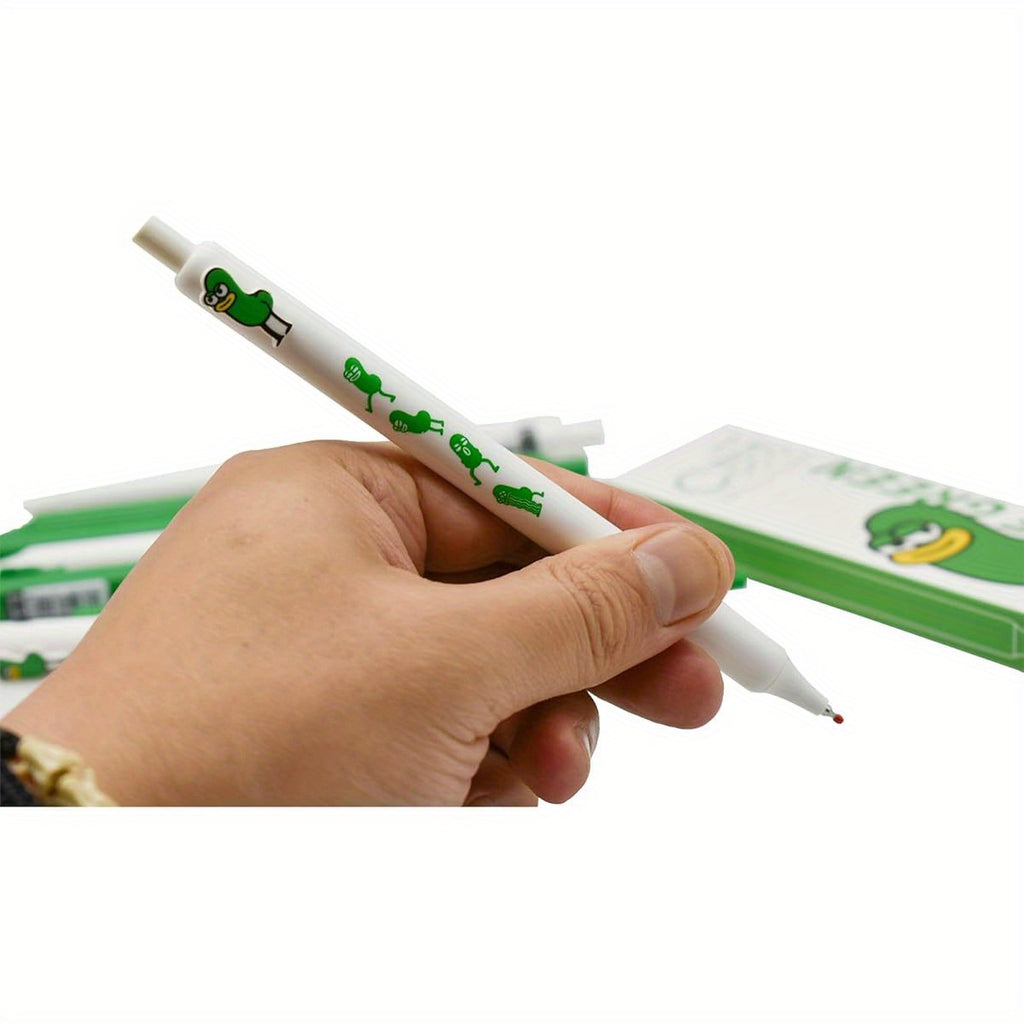 8pcs Cartoon Green Insect Gel Pens Retractable Cute Bugs Pens Little Worm Pens Balck Ink for School Home Office Supplies Birthday Gifts, Office Stationery, Study Essentials, Whimsical Writing Tools, Fun Design, Comfortable Grip, Fine Point Pen, Novelty