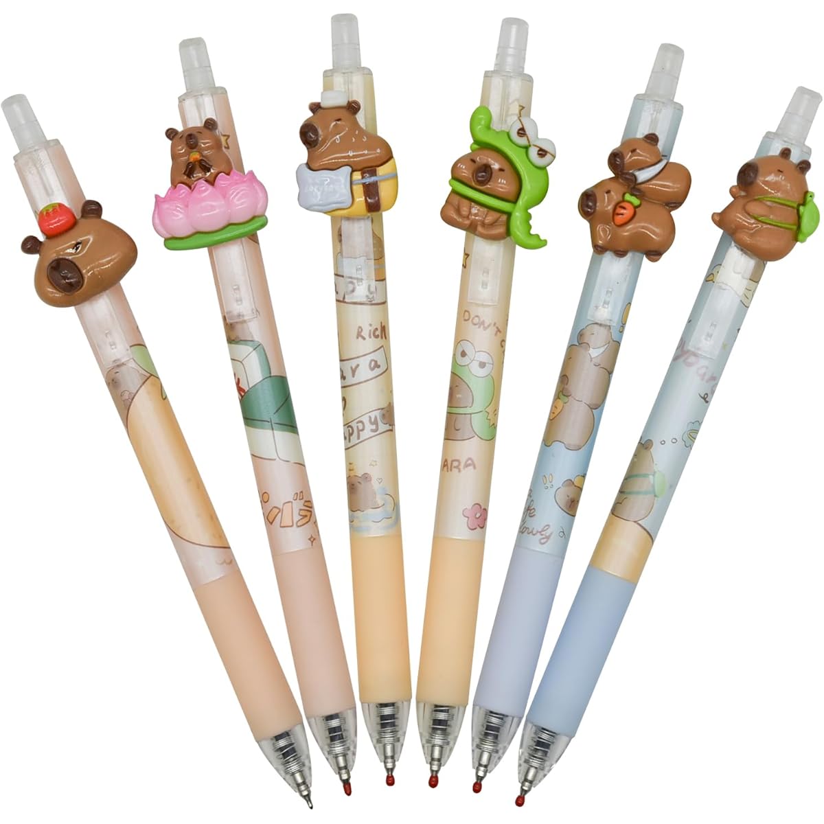 6pcs Capybara Rollerball Gel Pens Cartoon Animal Pen Retractable Priting Pens Novelty Pen Black Ink for School Party Office, Cute Gel Pens, Cute Pens for, Gel Pens Set, Colored Gel Pens, Pastel Gel Pens, Party Favors, Writing Tools, Playful Stationery,