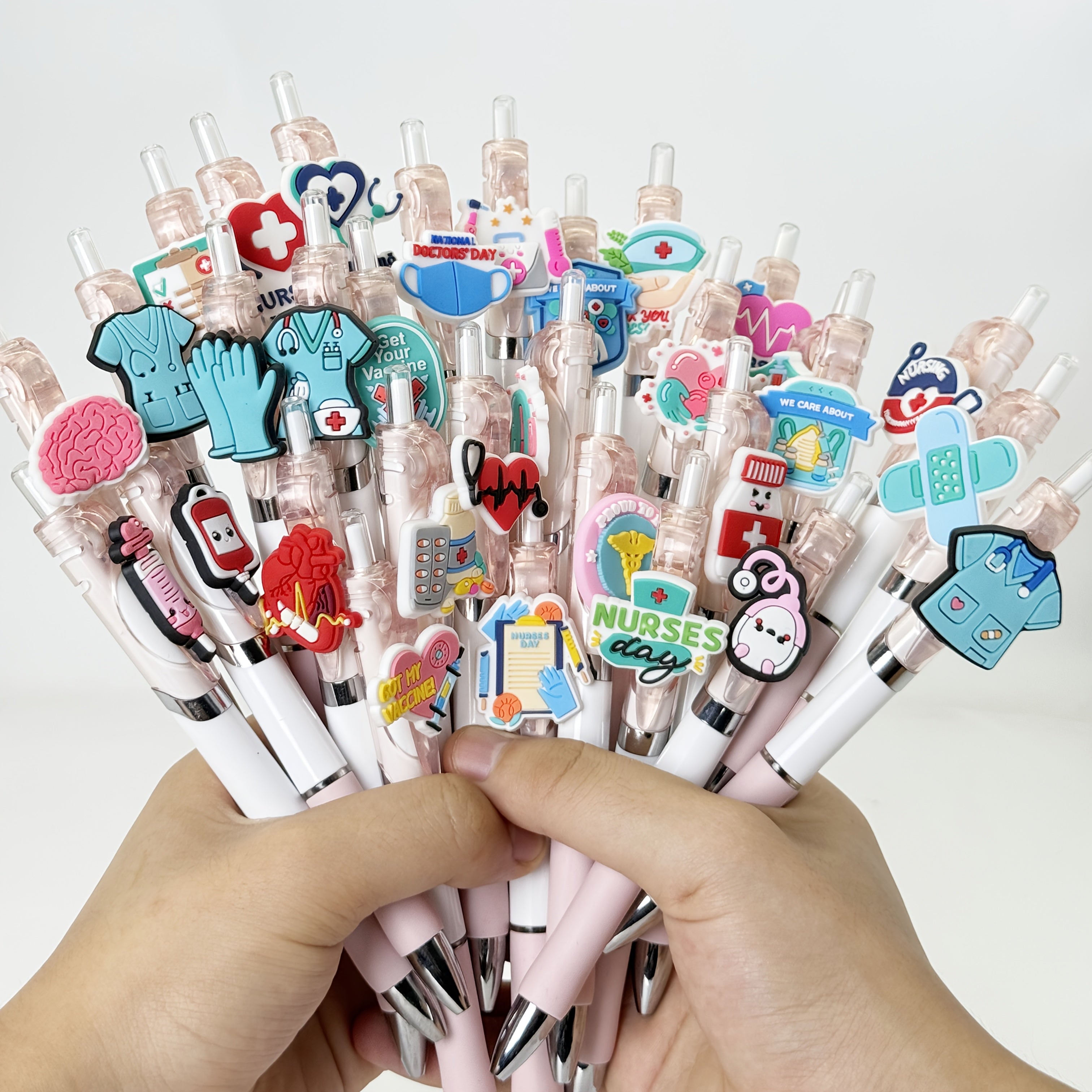 15/25pcs Cartoon Medical Design DIY High-Quality Stylus Ballpoint Pen, Retractable Gel Pen for Back-to-School Season - Perfect for Students and Teachers, Random Colors, Suitable for 30 Occasions & Festivals