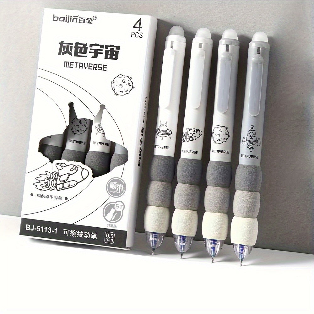 1 Set(4pcs) Cute Cartoon Erasable Gel Pens for Writing, Soft Grip Retractable 0.5mm Fine Point Erasable Gel Pen with Black/Blue Refill, Kawaii Stationery Office Supplies And Accessories, Cute Gel Pens, Fancy Pen, Needle Tip Pens, Cute Pens Bulk, School